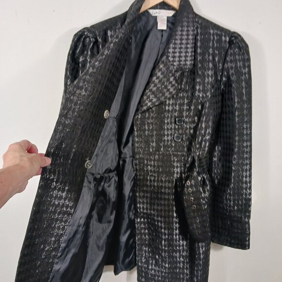Candie's, Brittany Loves Candie's Harlequin Print Shiny Jacket Black SZ XL,  Y2K - Picture 6 of 16